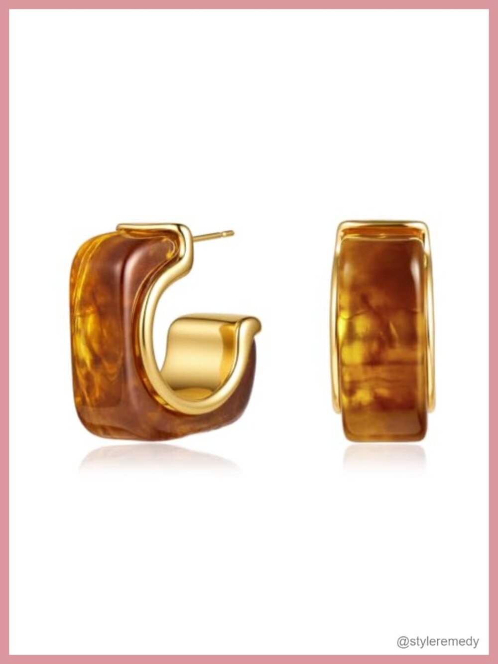 Chunky Half Hoop Earrings with Sterling Silver Post for Women